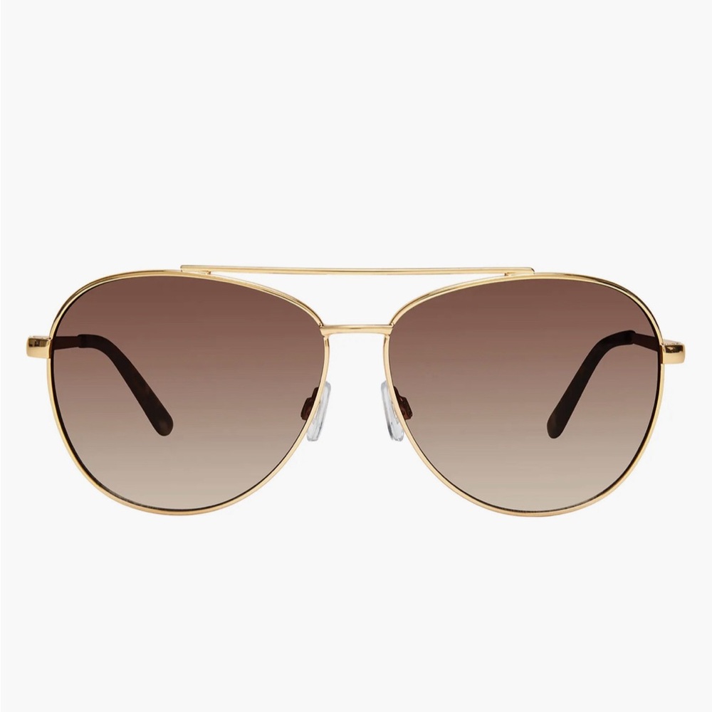 NWT KURT GEIGER LONDON 61mm Aviator Sunglassesā Gold Blue Havana/ Brown